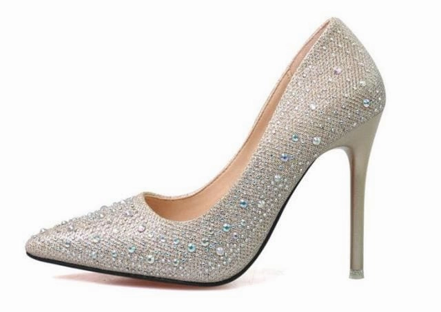 Satin High Heels Fashion Luxury Rhinestone Sexy Women Wedding High Heels