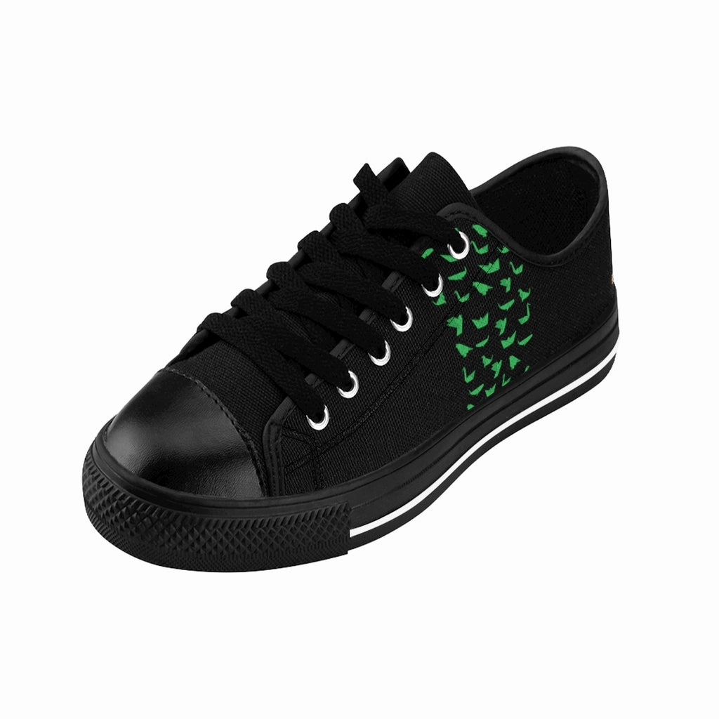 Green Japanese Crane Men's Sneakers, Japanese Style Best Designer Low Top Shoes For Men Composite Toe Boots Near Me