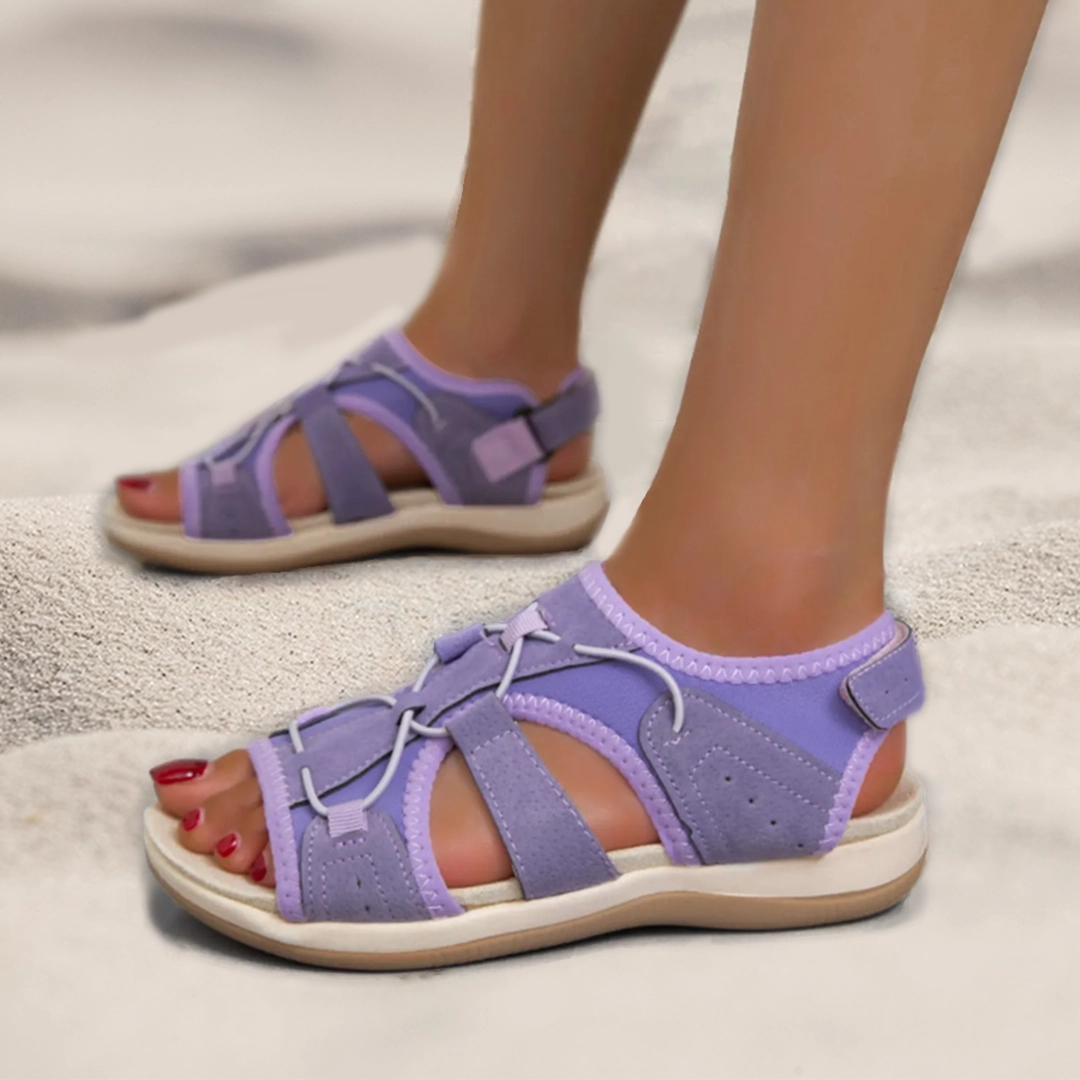 Comfyfleek Arch Support Stretchy Wide Width Sport Flat Sandals Buckle Strap Sandals