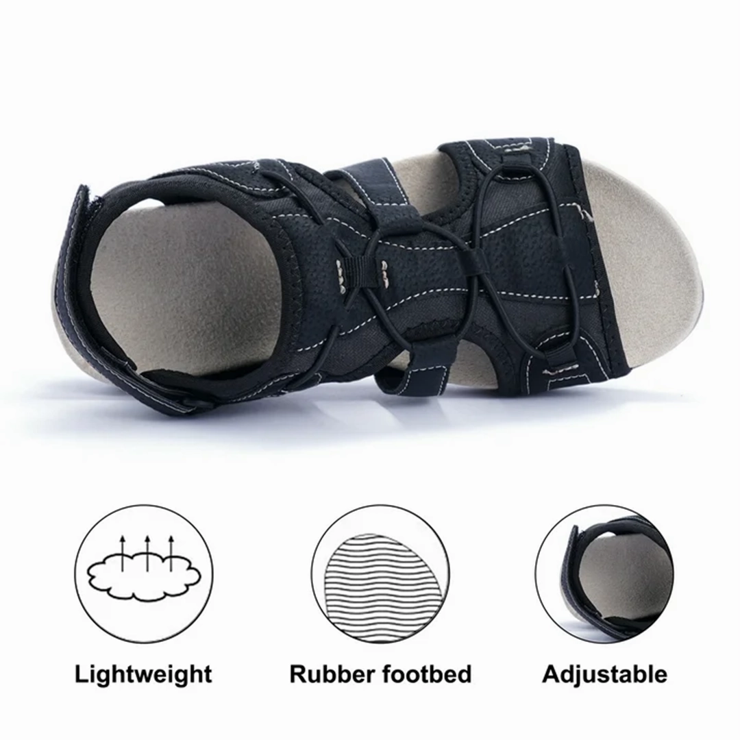 Comfyfleek Arch Support Stretchy Wide Width Sport Flat Sandals Tie Up Sandals Heels