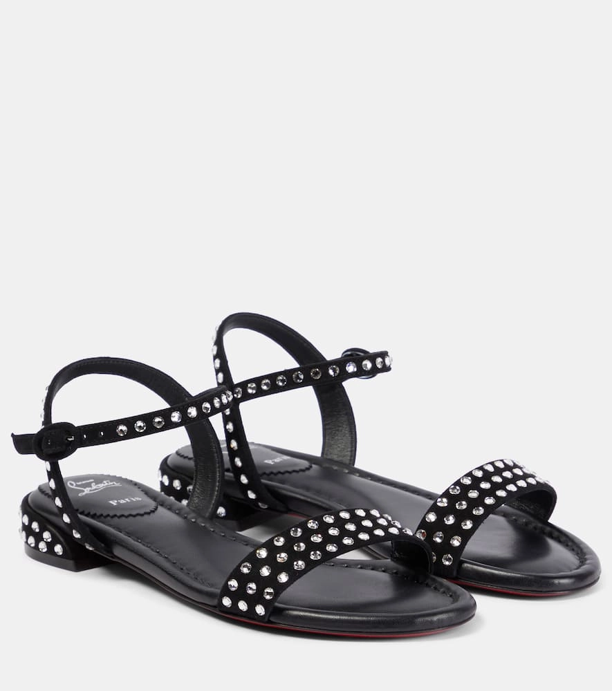 Christian Louboutin Sweet Jane Strass Boum suede sandals Running Shoes Flat Feet
