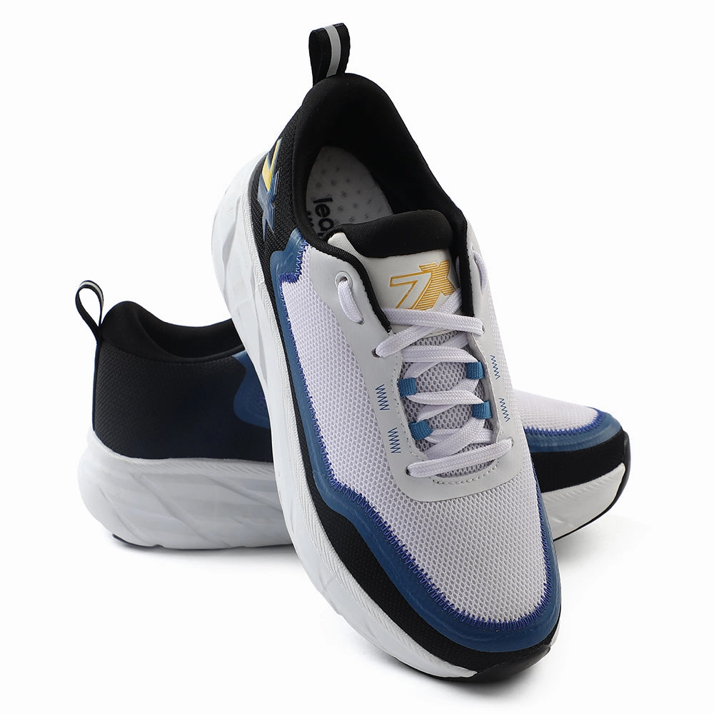 Leap7x White Sports Lacing Running Shoes For Men ROBUST-3E By Liberty Running Shoes For Toe Box