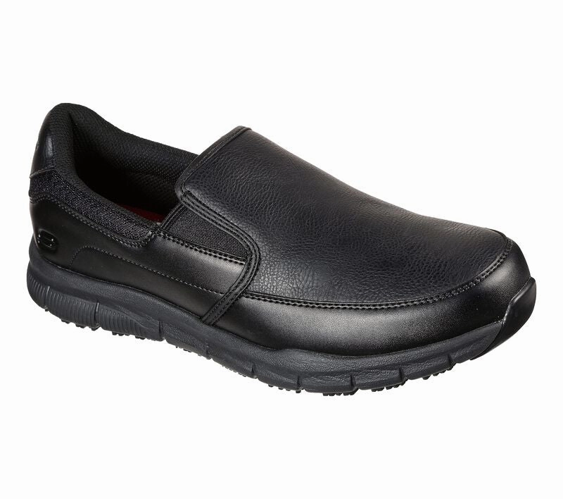 SKECHERS MEN'S  Work Relaxed Fit: Nampa SR #77157 Wide BLK Eco Friendly Sneakers