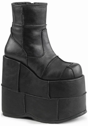 Cowgirl Boots Leather STACK-201 [Black] | PLATFORM BOOTS [PREORDER]