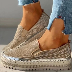 Rhinestone Slip-On Sneakers for Women  Casual & Glamorous Style Lebron Deion Sanders Collaboration Sneakers