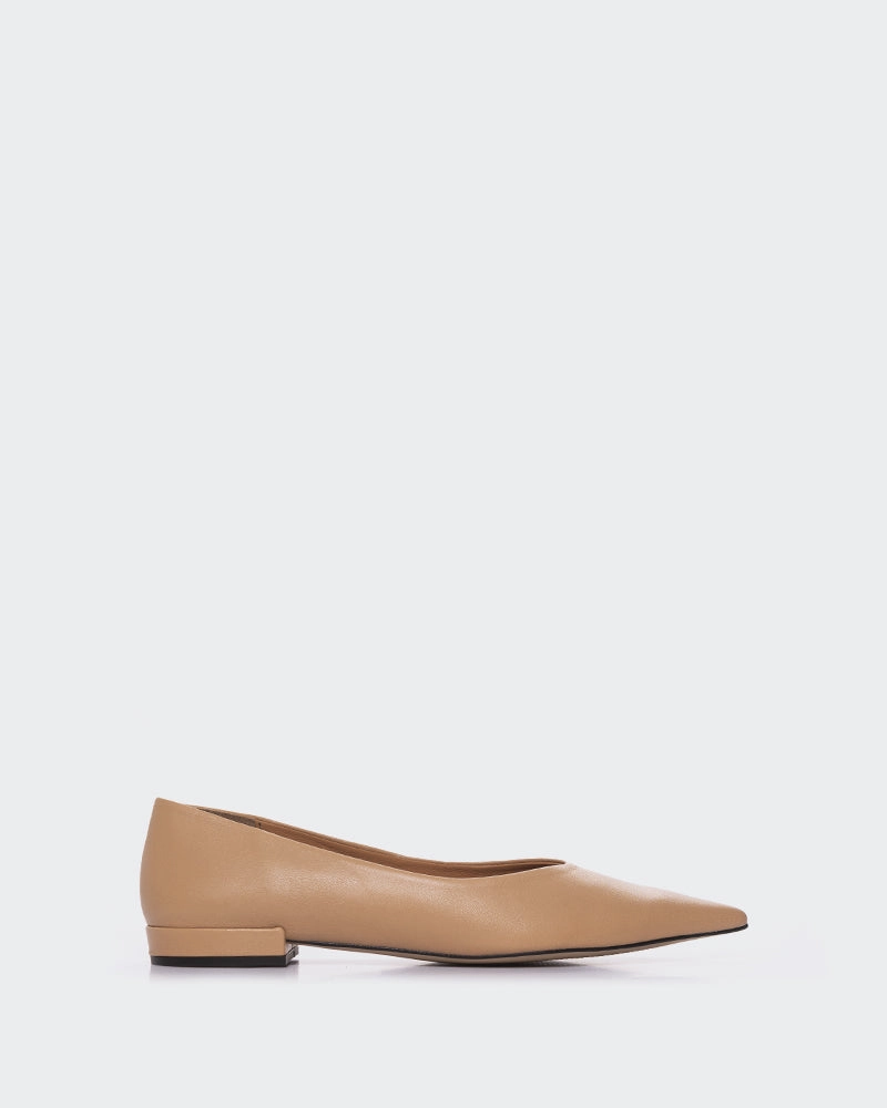 Flat Gilet Shoes Shynnis Camel Leather