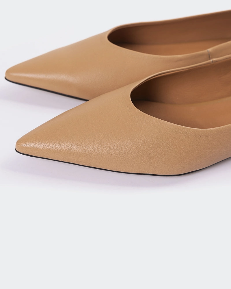 Flat Bootie Shoes Shynnis Camel Leather