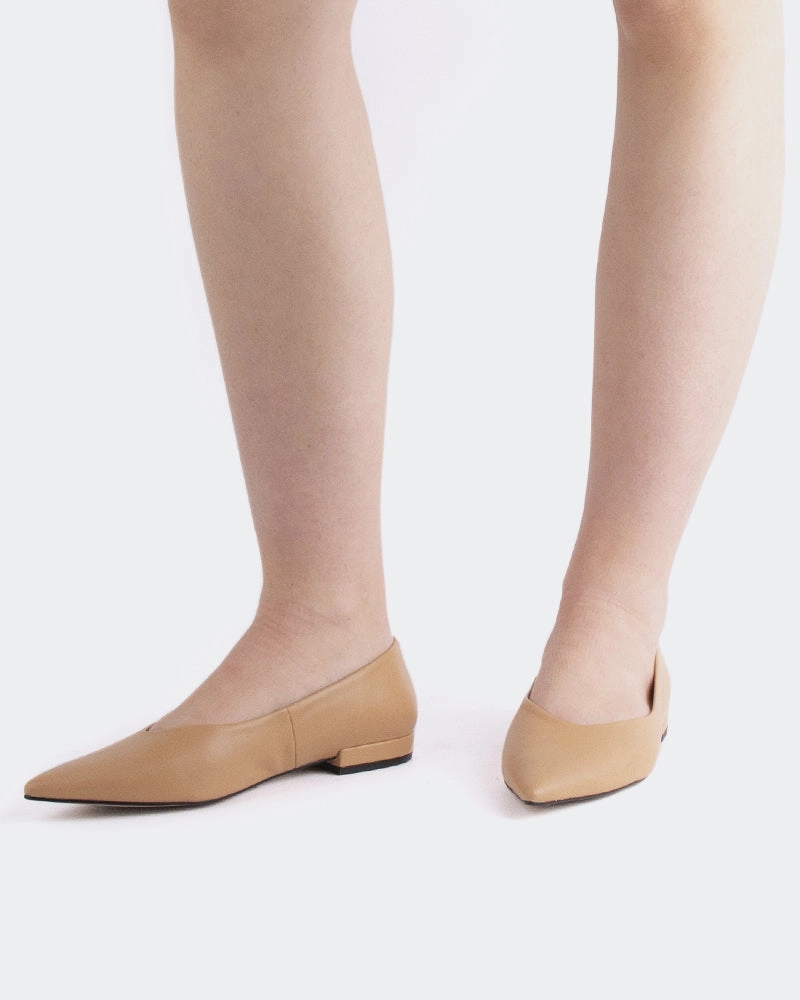 Shynnis Camel Leather Shoe Carnival Flats