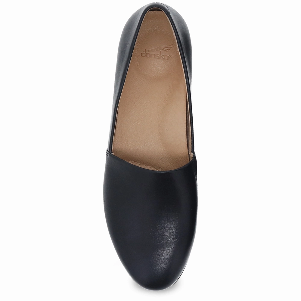 Round Flat Shoes Dansko Larisa Black Leather (Women's)