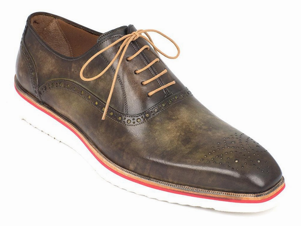 Paul Parkman Smart Casual Oxford Shoes for Men Army Green (ID#184SNK-GRN) Casual Shoes On