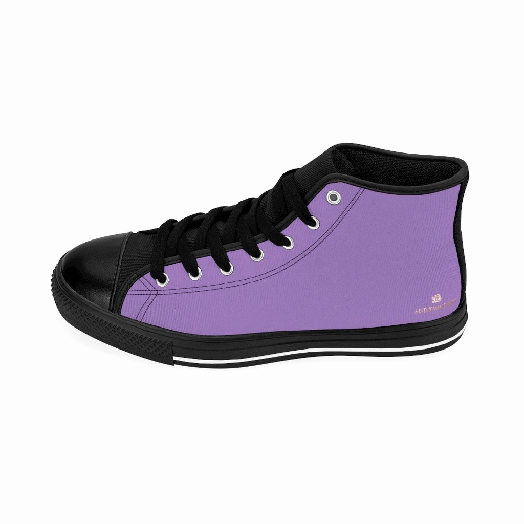 Light Purple Men's High-top Sneakers, Solid Color Minimalist Designer Tennis Running Shoes Caterpillar Work Boots