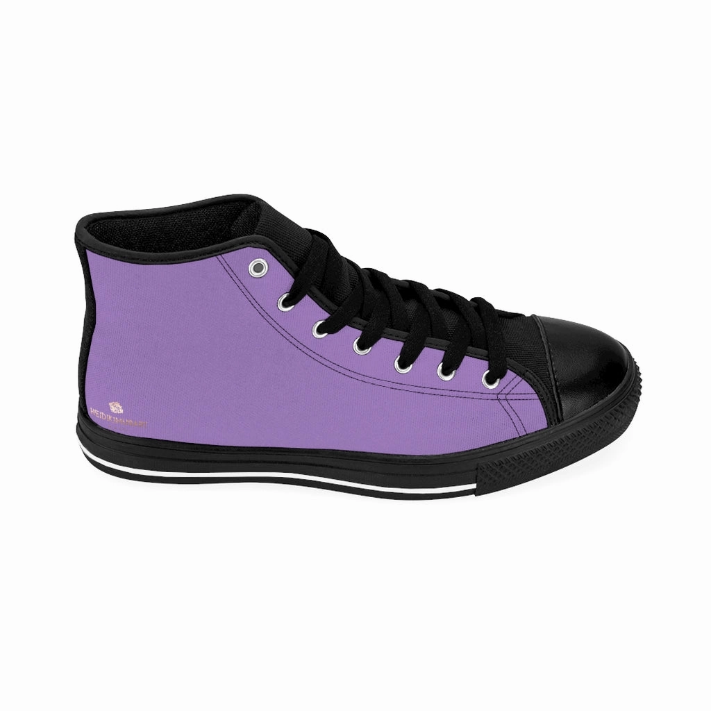 Light Purple Men's High-top Sneakers, Solid Color Minimalist Designer Tennis Running Shoes Knee High Boots With Skirt