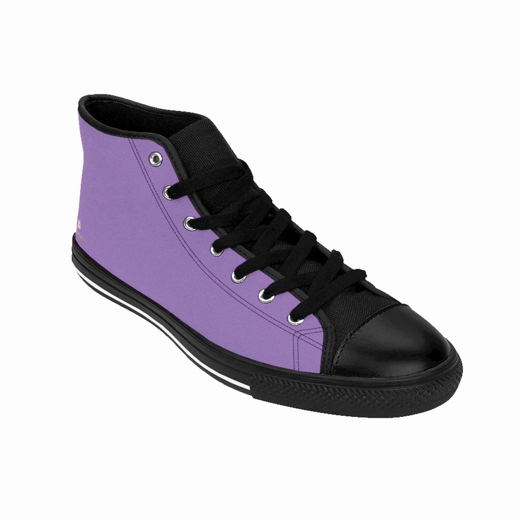 Knee High Heel Boots Light Purple Men's High-top Sneakers, Solid Color Minimalist Designer Tennis Running Shoes