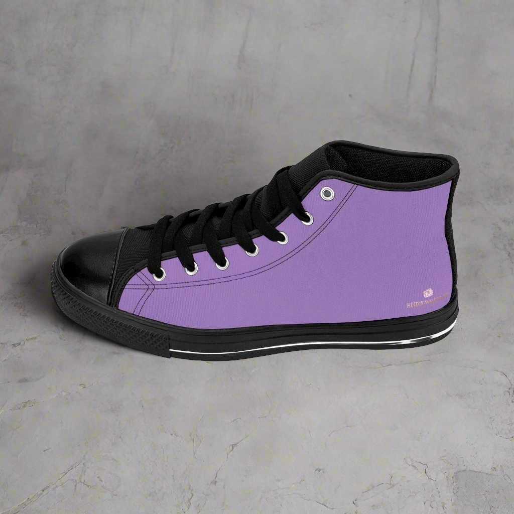 Winter Ankle Boots Light Purple Men's High-top Sneakers, Solid Color Minimalist Designer Tennis Running Shoes
