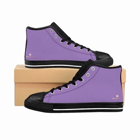 Bow Cowboy Boots Light Purple Men's High-top Sneakers, Solid Color Minimalist Designer Tennis Running Shoes