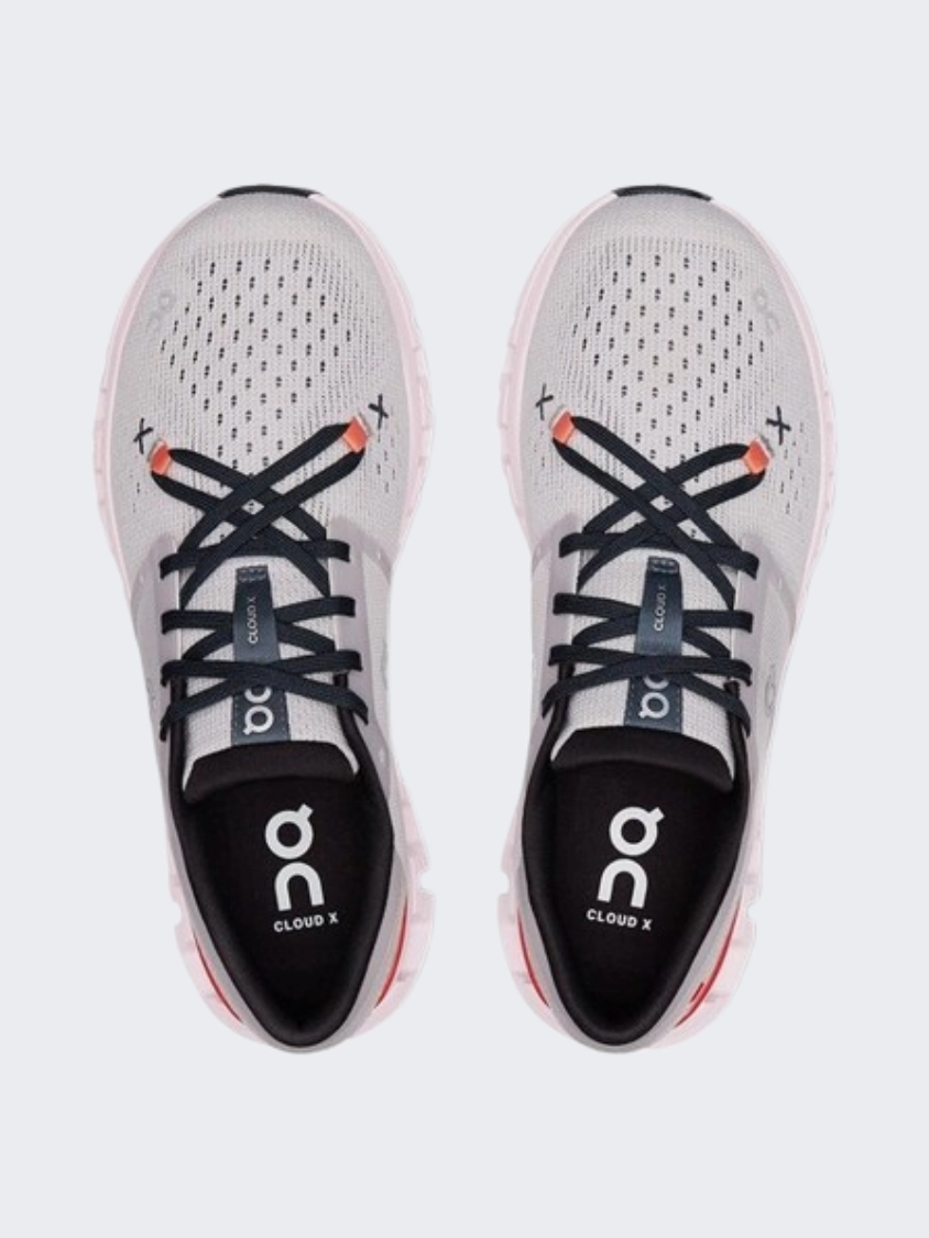 On Cloud X 4 Women Training Shoes Silver/Flame Toe Training Shoes