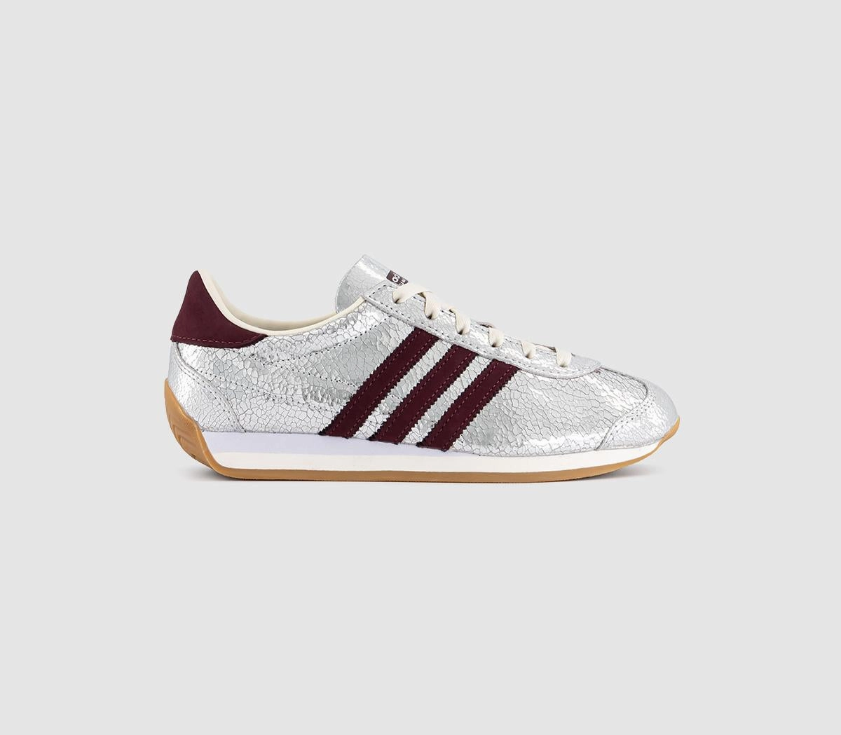 Adidas Retro Shoes adidas Country OG Trainers Silver Metallic Maroon Off White