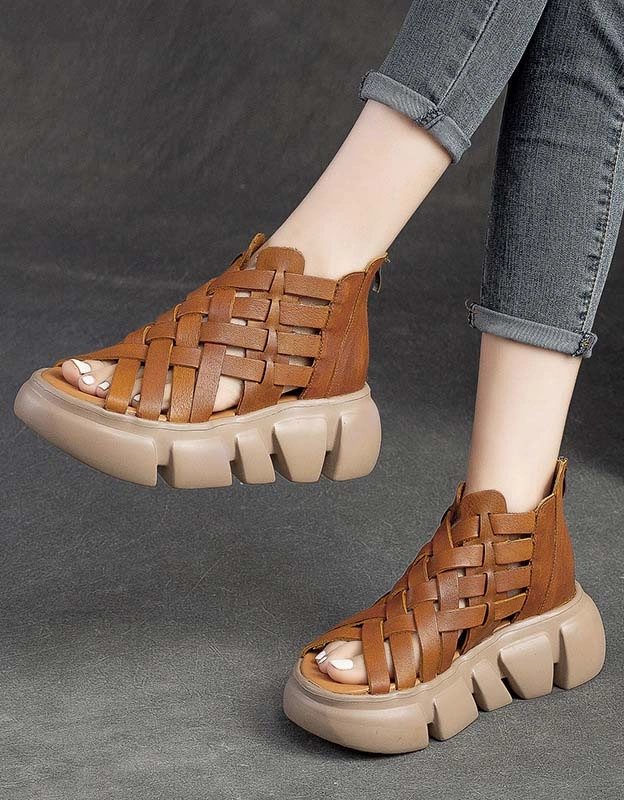 Summer Platform Sandals Summer Open Toe Vintage Woven Platform Sandals
