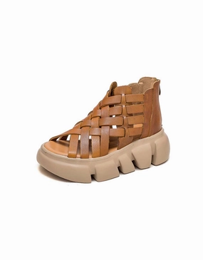 Desmos Ancient Greek Sandals Summer Open Toe Vintage Woven Platform Sandals