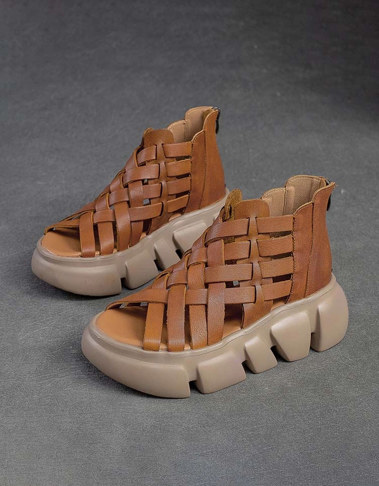 Size 13 Sandals Summer Open Toe Vintage Woven Platform Sandals