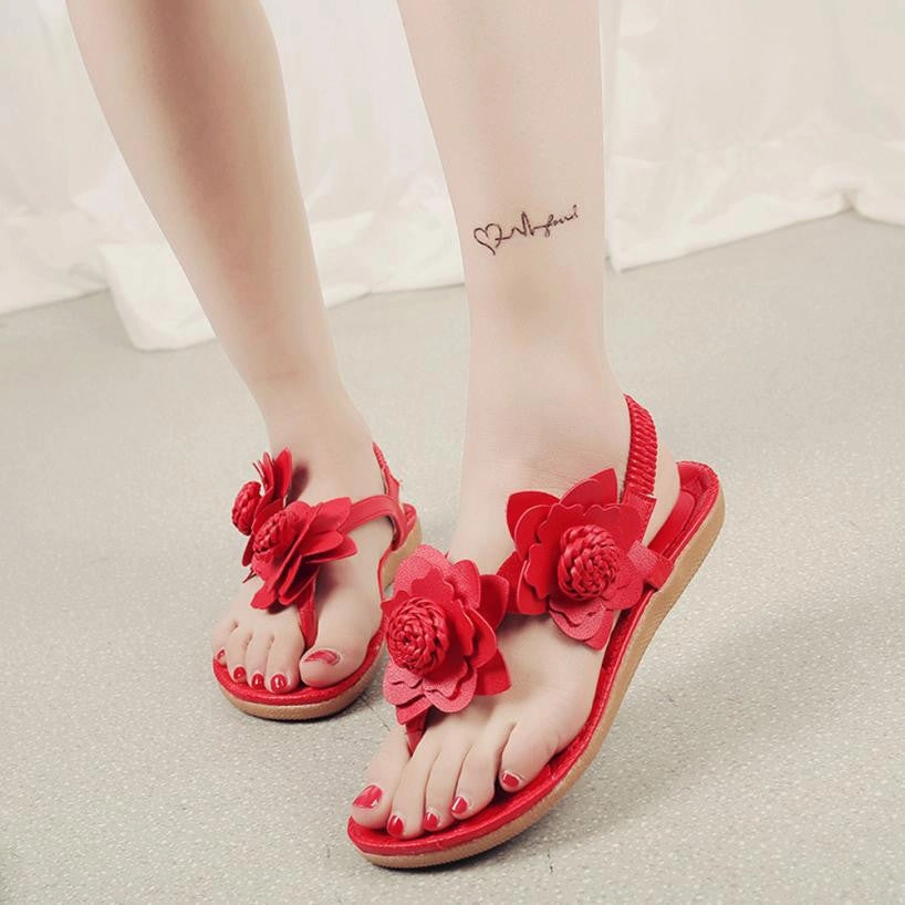 Ballet Flat Shoes Leather summer women sandals 2017 Flowers Bohemia Leisure sandals women shoes Bohemia flat shoes sandalias mujer ladies shoes #5M