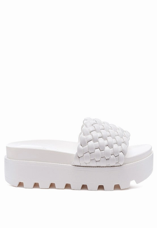 Casual Shoes For Sale SUNDAE PLATFORM Slides With Woven Textured Straps
