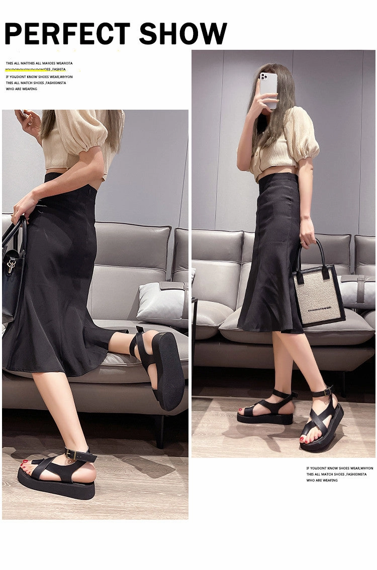 Voguable  Sandals Women Genuine Leather  Summer New Clip Toe Sandals Ladies Roman Women Shoes Muffin Sandals Gdefy Sandals