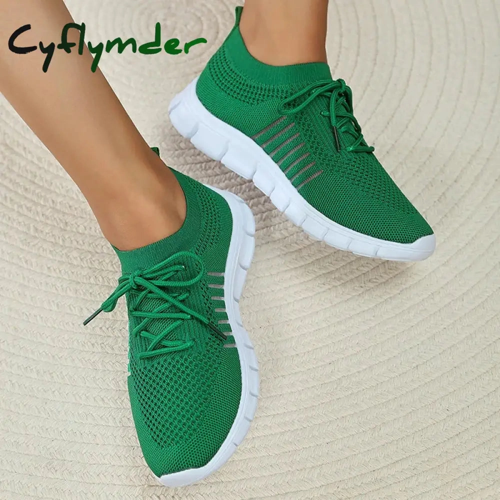 Cyflymder Mesh Breathable Soft Sole Sneakers Women Lightweight Non-Slip Running Walking Shoes Woman 2024 Spring Casual Lace Up Flats Shoes Flat Shoes With Leggings