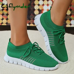 Cyflymder Mesh Breathable Soft Sole Sneakers Women Lightweight Non-Slip Running Walking Shoes Woman 2024 Spring Casual Lace Up Flats Shoes Flat Shoes High Heels