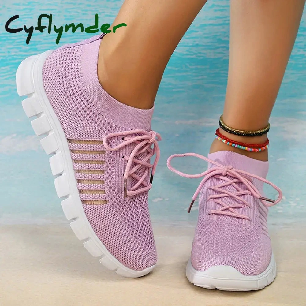 Best Exercise Shoes For Flat Feet Cyflymder Mesh Breathable Soft Sole Sneakers Women Lightweight Non-Slip Running Walking Shoes Woman 2024 Spring Casual Lace Up Flats Shoes