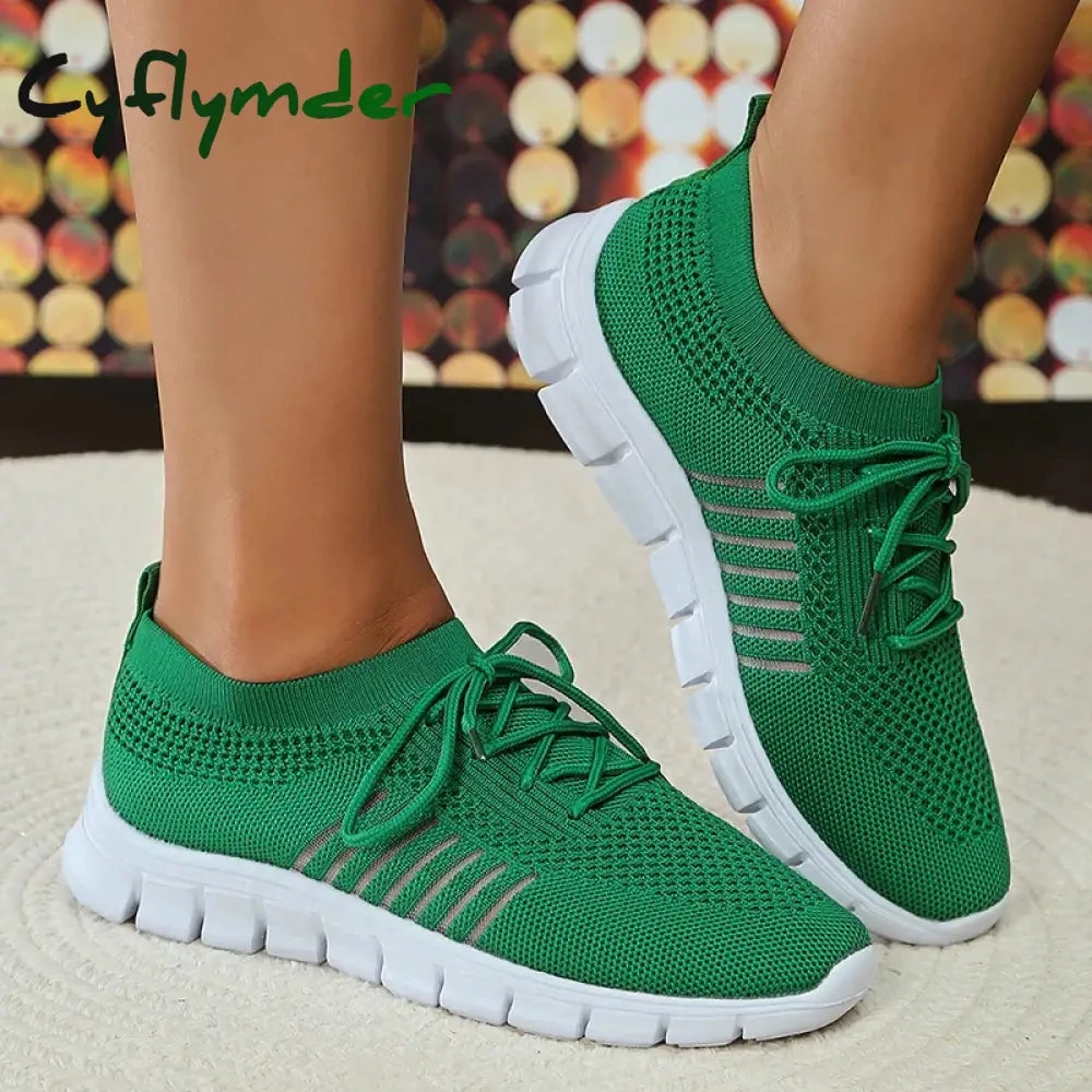 Cyflymder Mesh Breathable Soft Sole Sneakers Women Lightweight Non-Slip Running Walking Shoes Woman 2024 Spring Casual Lace Up Flats Shoes The Storehouse Flats Shoes