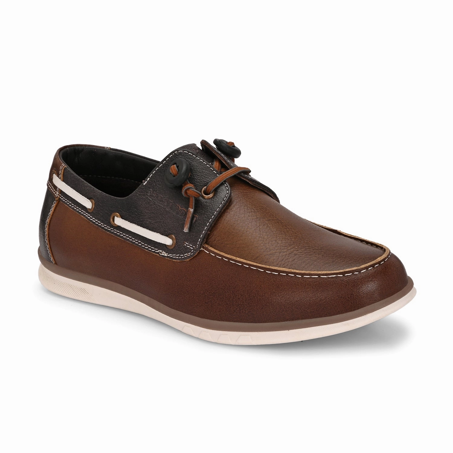 Ralph Sampson Lo Casual Shoes West Port Men Premium Leather Boat Shoes (Danial-66-Tan-Grey)