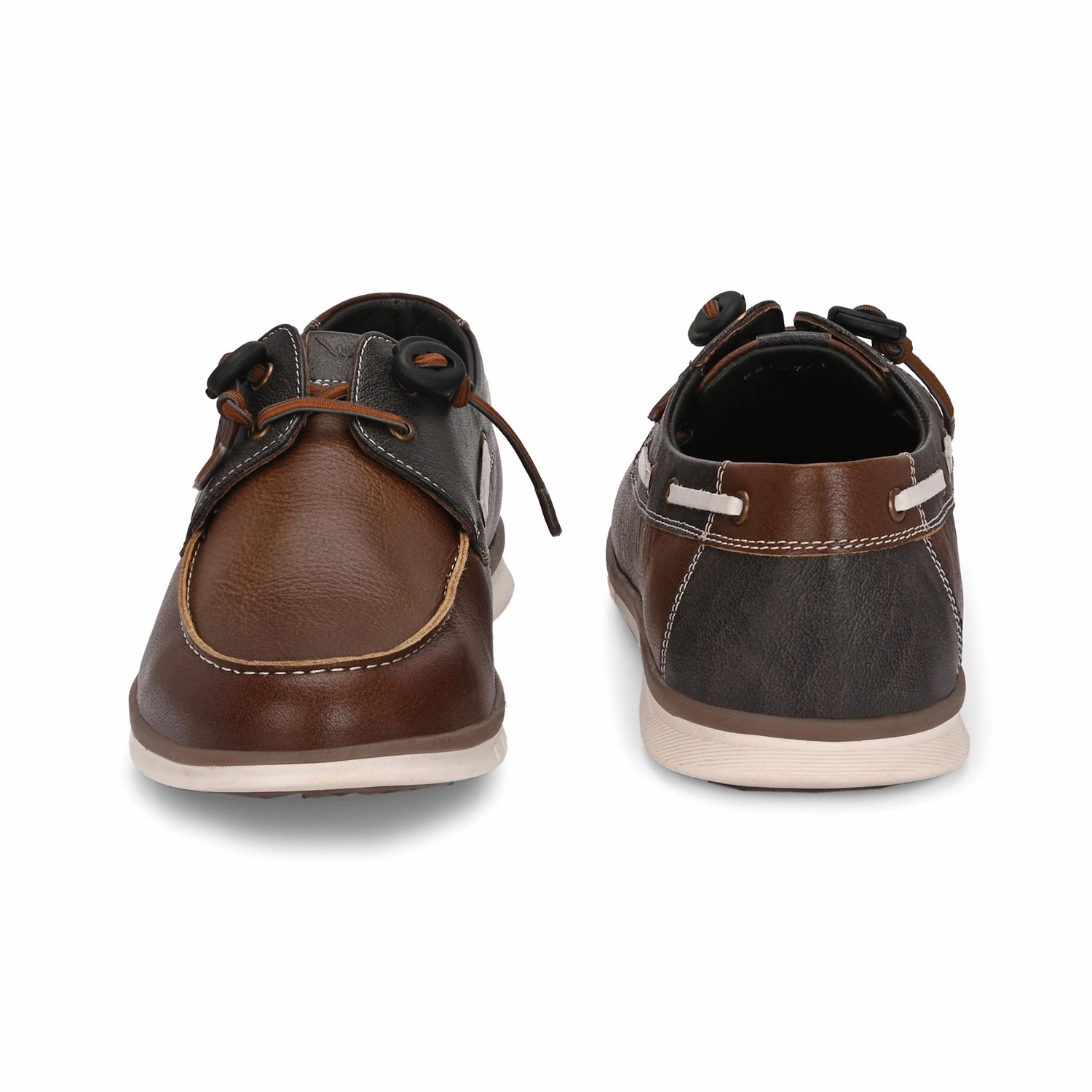 Casual Shoes That Go With Shorts West Port Men Premium Leather Boat Shoes (Danial-66-Tan-Grey)