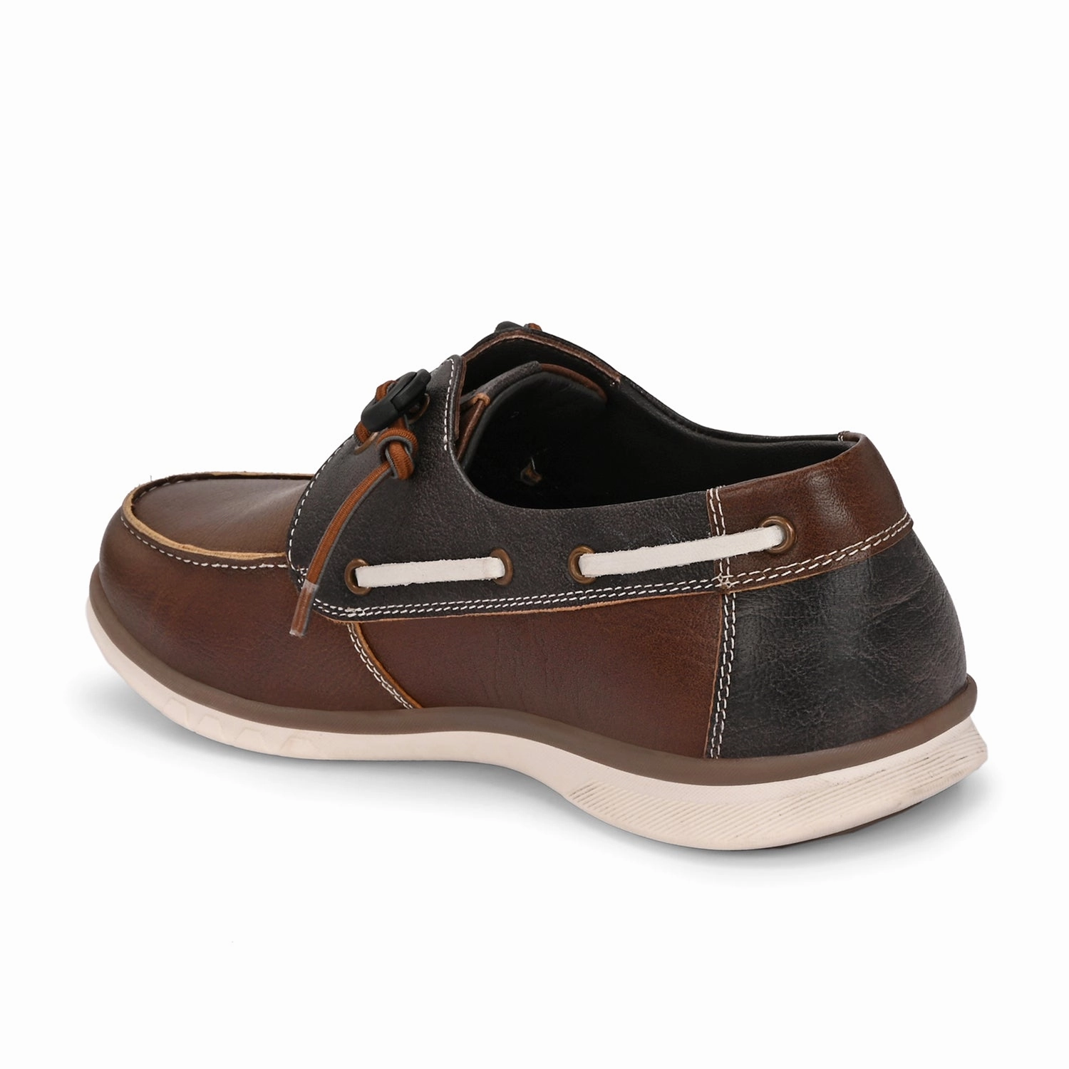 West Port Men Premium Leather Boat Shoes (Danial-66-Tan-Grey) Wedge Heel Casual Shoes