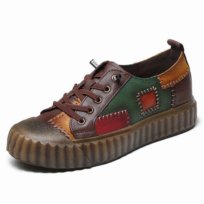 Fluffy Flat Shoes GKTINOO Genuine Cow Leather Handmade Women Sneakers Casual Flat Ladies Shoes Fashion Breathable Comfort Women's Flat Shoes