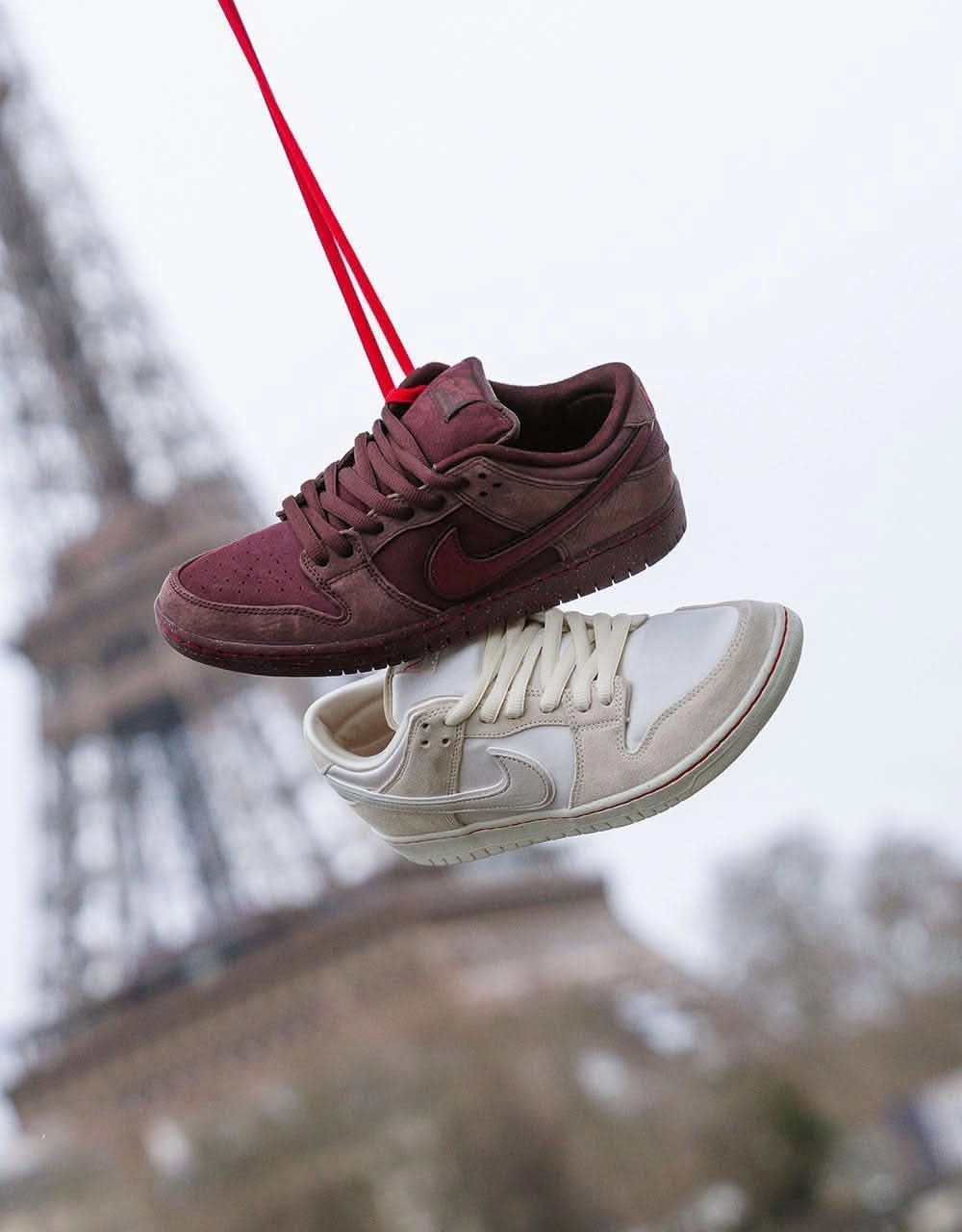 Nike SB 'City of Love' Dunk Low Premium Skate Shoes - Coconut Milk/Lt Bone-Phantom-Univ Red-Sail Asics Logo