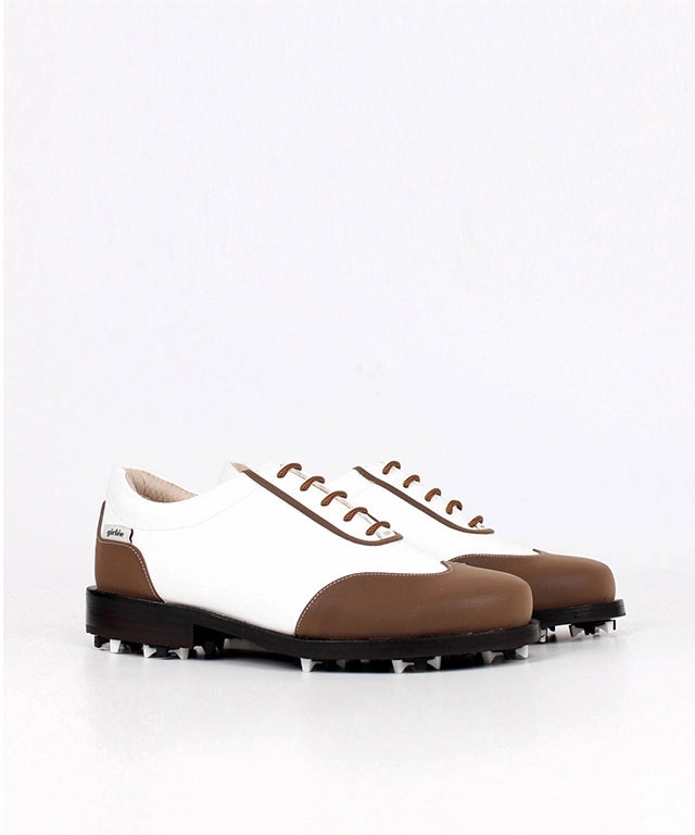 Giclee Women's Under Score Premium Leather Golf Shoes - Brown Summer Golf