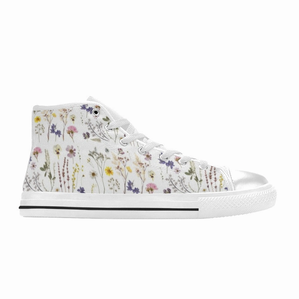 Wildflowers White High Top Canvas Women's Shoes Affordable Shoes