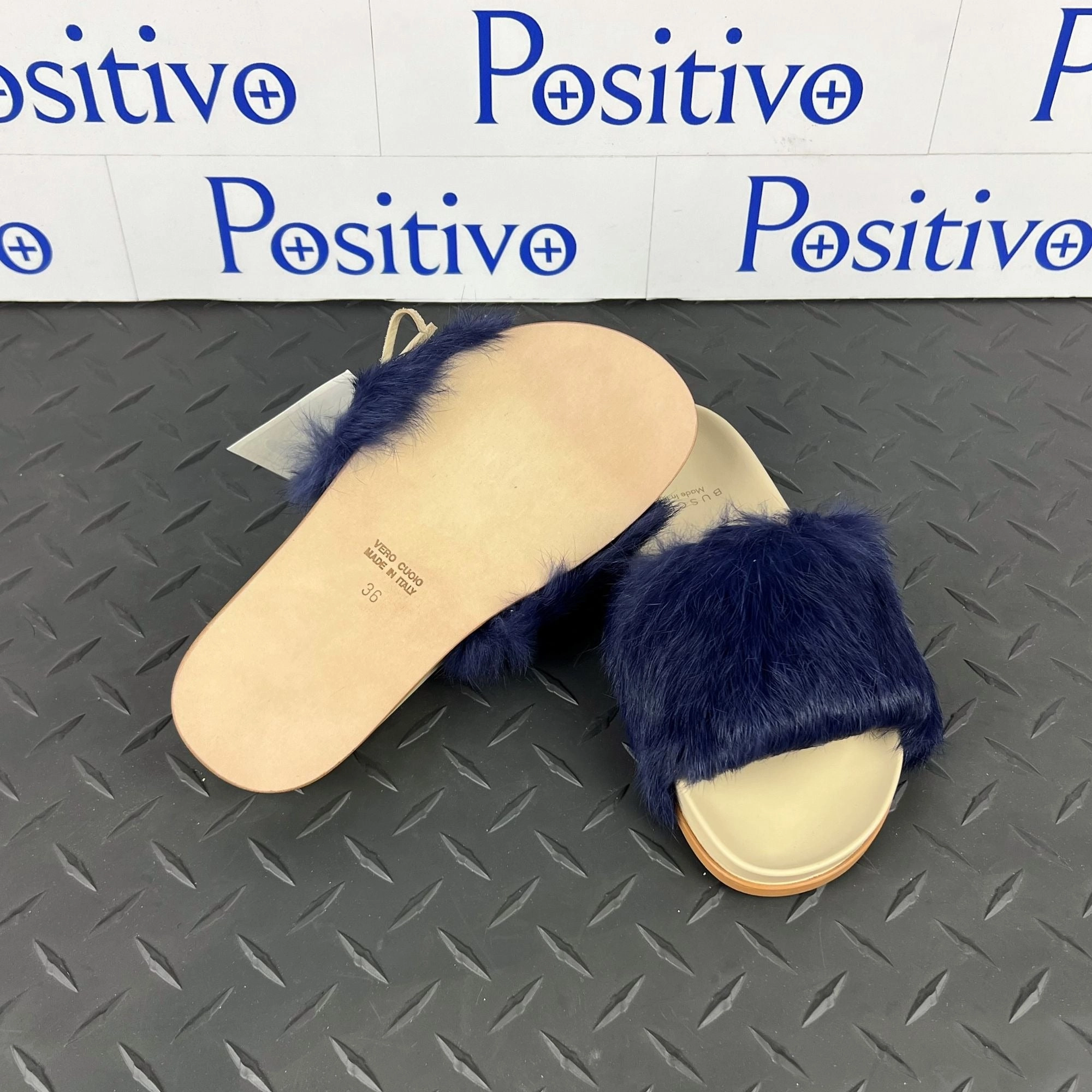 Buscemi Women's Slide Fur Clot Purple Leather Slippers Leopard Slippers Tasman