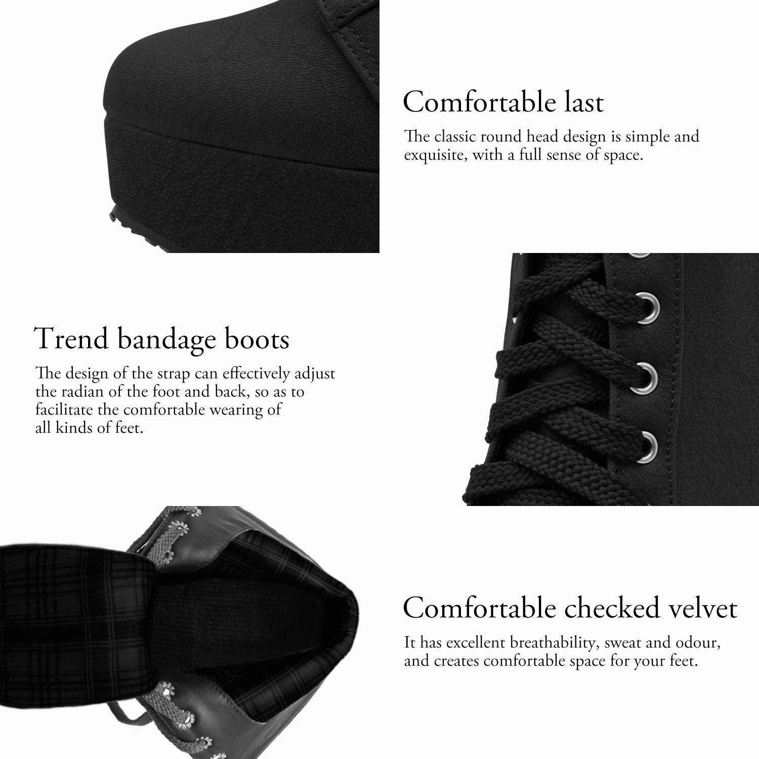 Susanny Women Autumn Round Toe Lace Up Ankle Buckle Chunky High Heel Platform Knight Martin Boots Where Can I Buy Oxfords