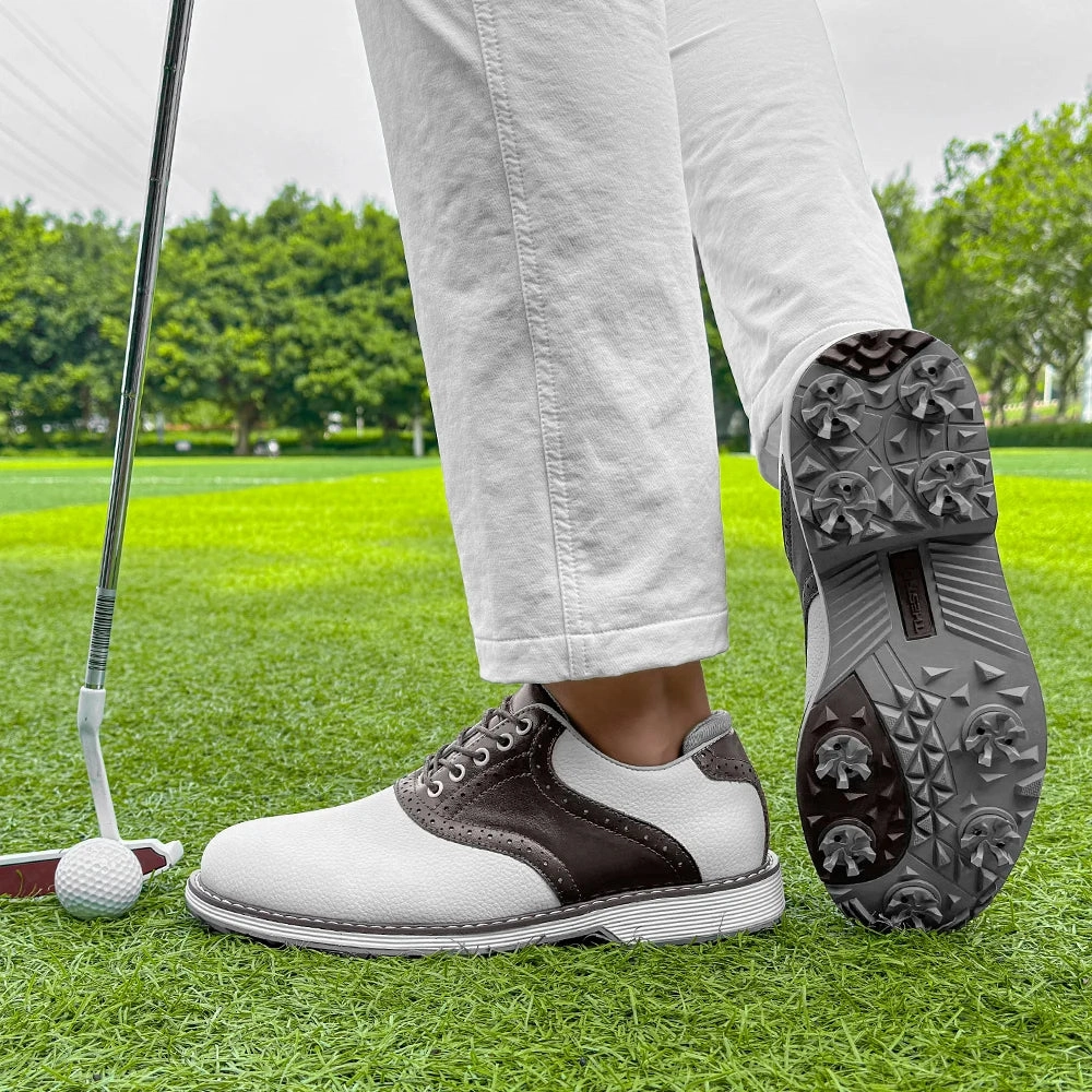 Fashionable Men's Golf Shoes, Outdoor Casual Walking Shoes, Men's Grass Non Slip Golf Sports Shoes, Sizes 39-48 For Beginners Soft Spikes For Golf