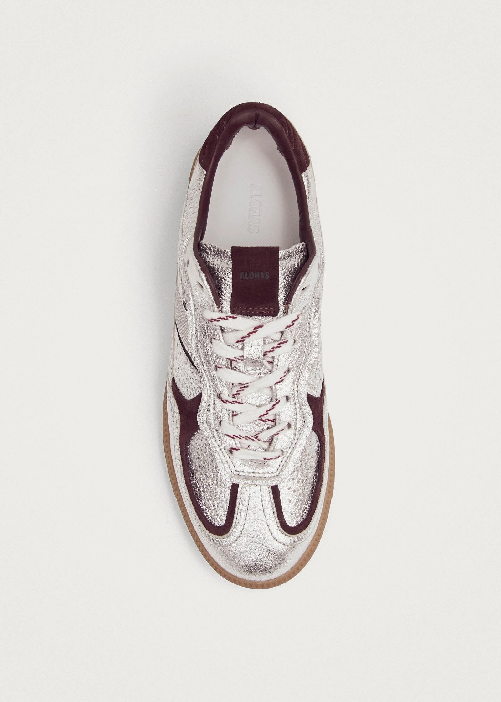 Tb.490 Grain Shimmer Silver & Burgundy Leather Sneakers Best Running Shoes For Bunions And Flat Feet