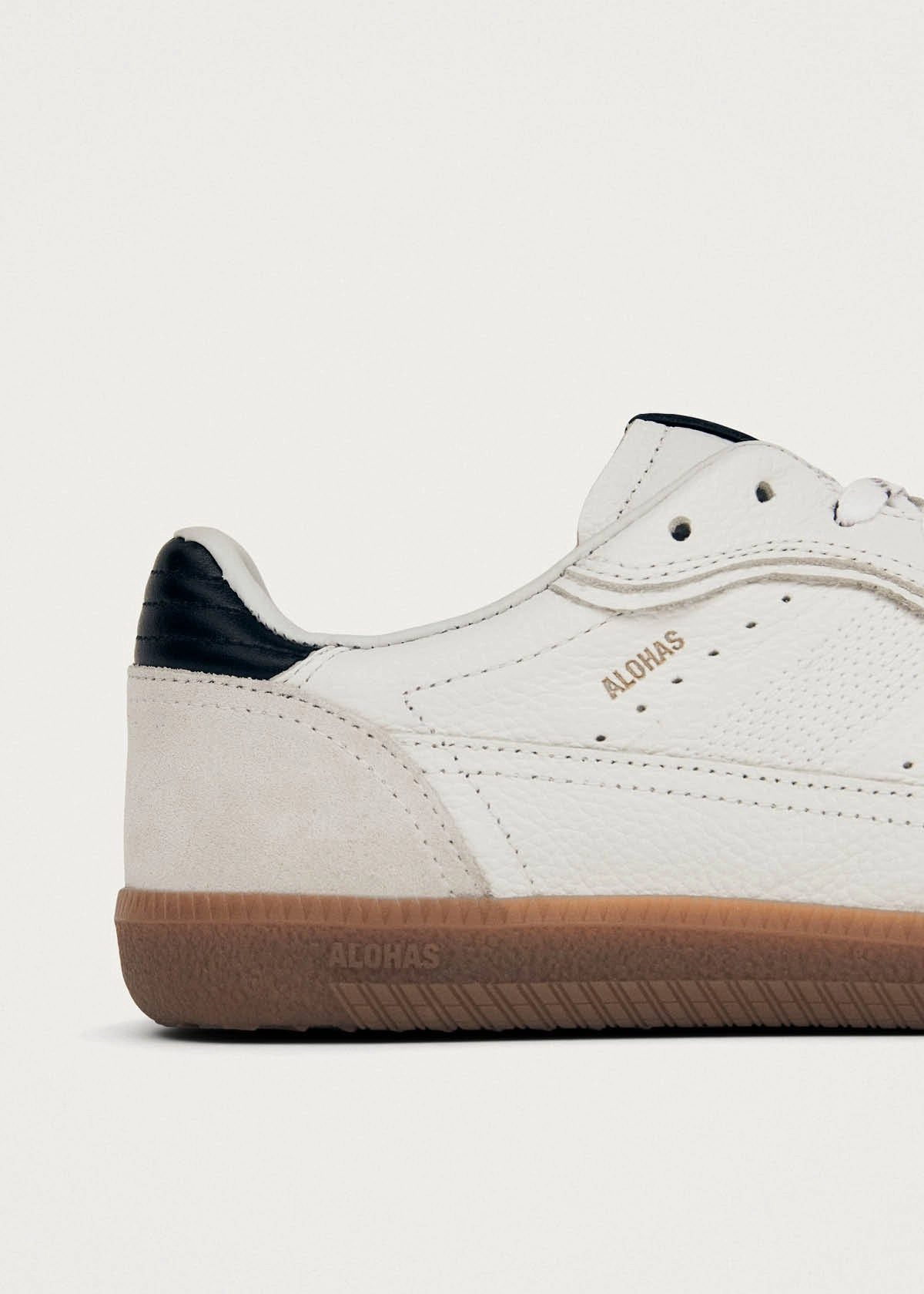 Tb.490 Rife Grain White Black Leather Sneakers Flat Shoes With Arch Support