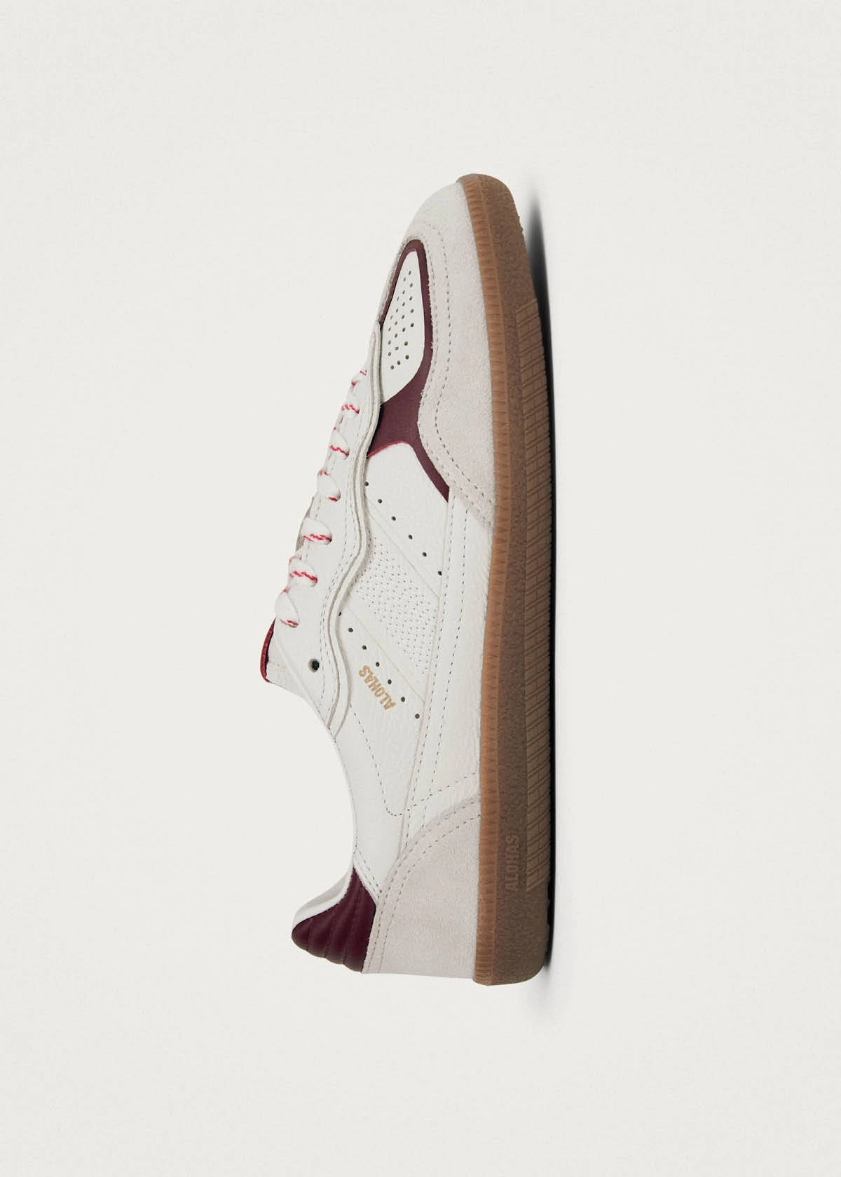Wide Shoes Flats Tb.490 Rife Grain White Burgundy Leather Sneakers