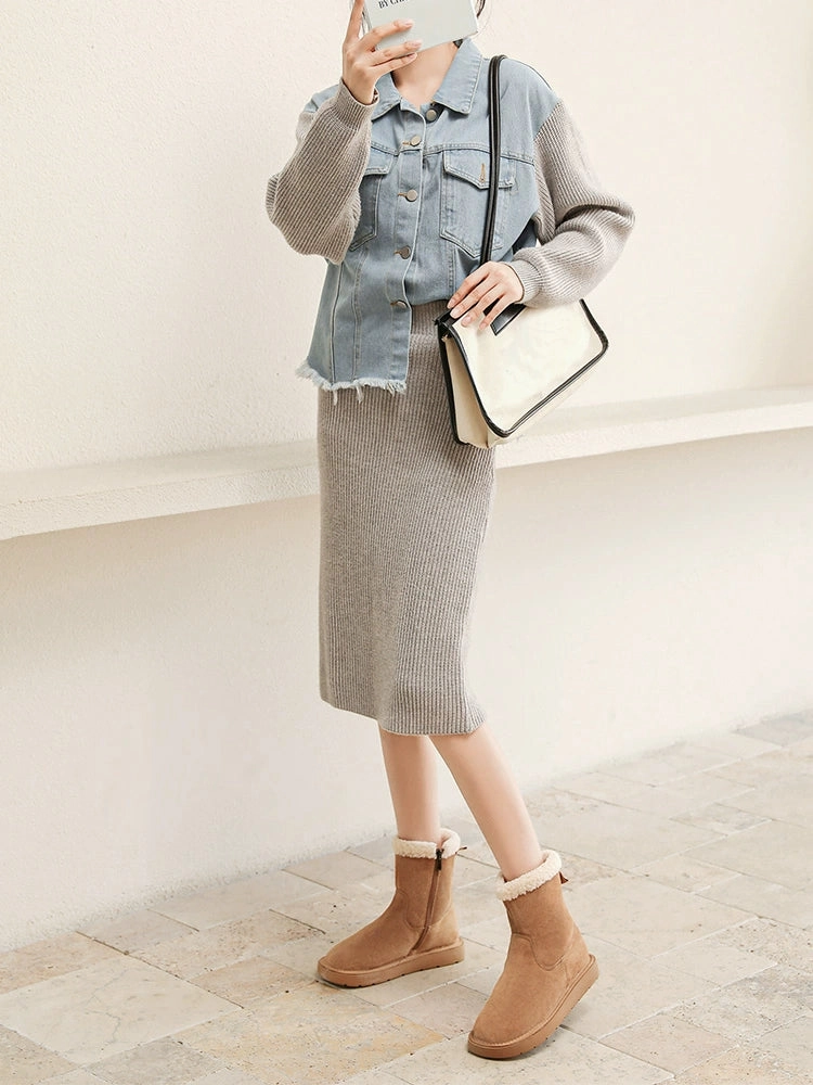 Nano Waterproof Shoe Cover Spray Thick Sole Cowhide Snow Boots for Women Winter 2024 New Arrival Fleece-lined Thickened Waterproof Cotton Shoes Warm Non-Slip Fur Booties