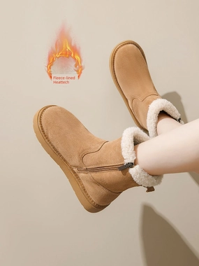 Thick Sole Cowhide Snow Boots for Women Winter 2024 New Arrival Fleece-lined Thickened Waterproof Cotton Shoes Warm Non-Slip Fur Booties Waterproof Shoes For Kayaking