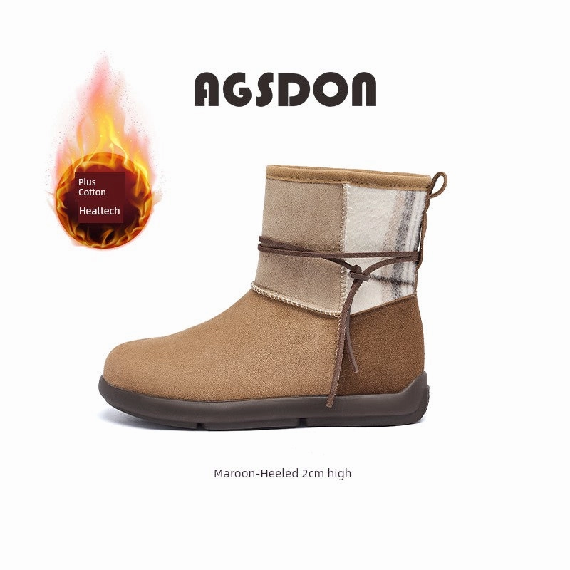 On Waterproof Hiking Shoes Thick Sole Cowhide Snow Boots for Women Winter 2024 New Arrival Fleece-lined Thickened Waterproof Cotton Shoes Warm Non-Slip Fur Booties