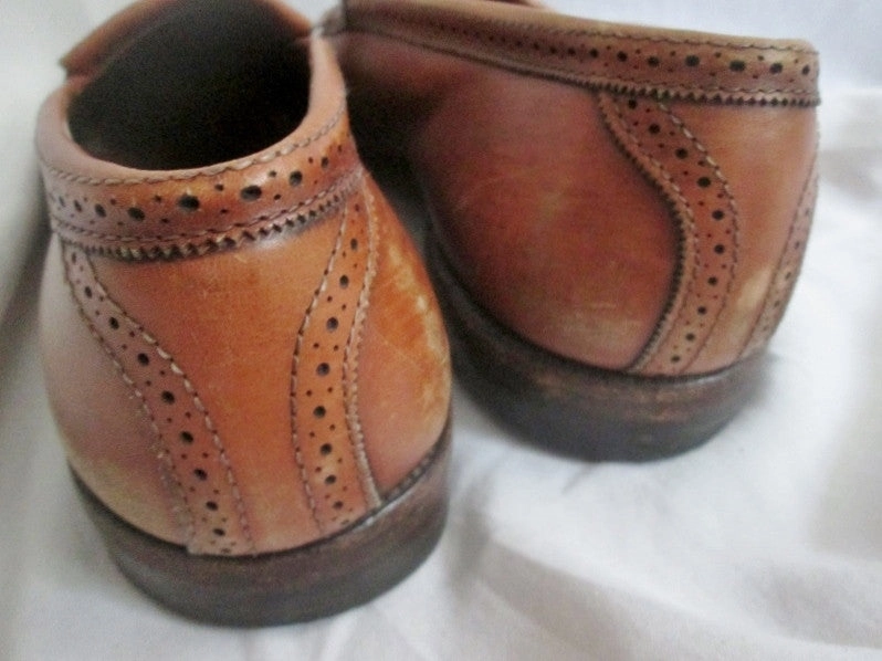 Cowboy Boots Drawing Mens ALLEN EDMONDS BRIDGETON USA Leather Mocs Walking Shoes Loafers 11D BROWN Slip On