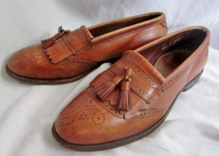 Mens ALLEN EDMONDS BRIDGETON USA Leather Mocs Walking Shoes Loafers 11D BROWN Slip On Drake Boots