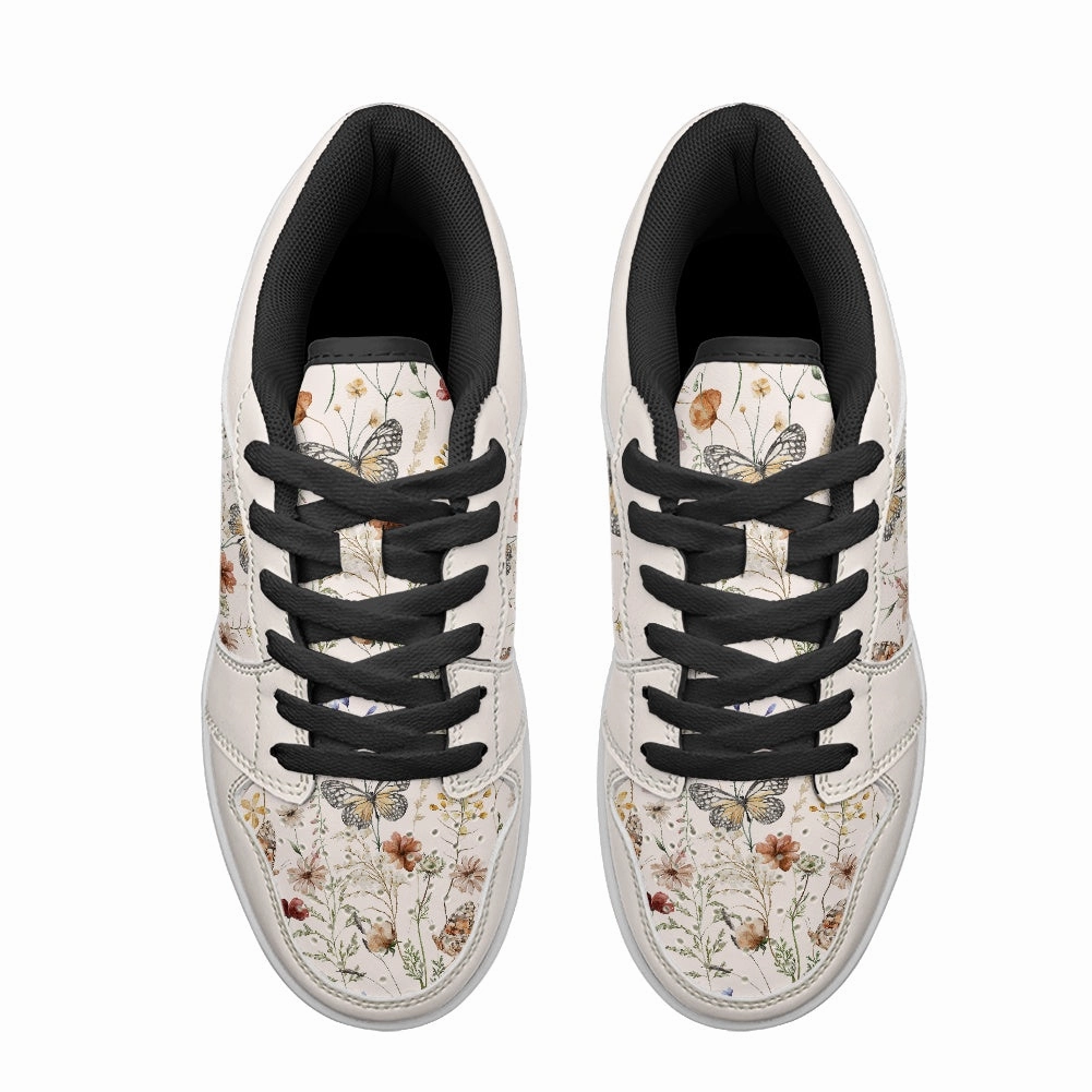 Tiny Bloom Watercolor Butterfly Vegan Leather Sneakers Holy Ground Sneakers